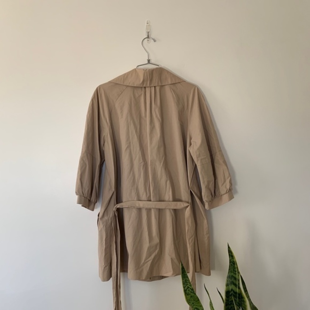 Apostrophe Khaki Trench Coat sz L - Picture 6 of 7